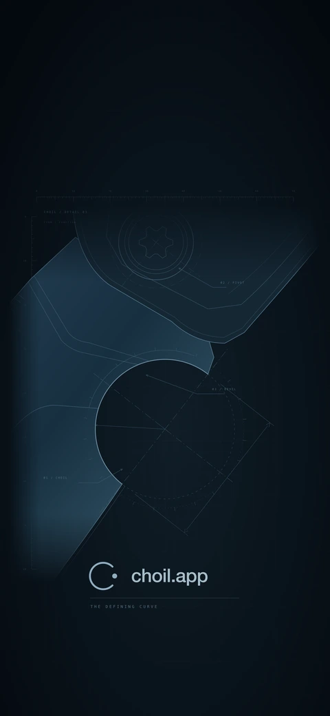 Portrait CHOIL wallpaper with a brighter logo, a dark knife foreground, and space for the Lock Screen clock.